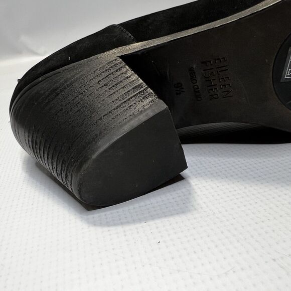 Eileen Fisher James Black Sandals Size 9.5 Strappy Nubuck Block Shoeties - Picture 13 of 13